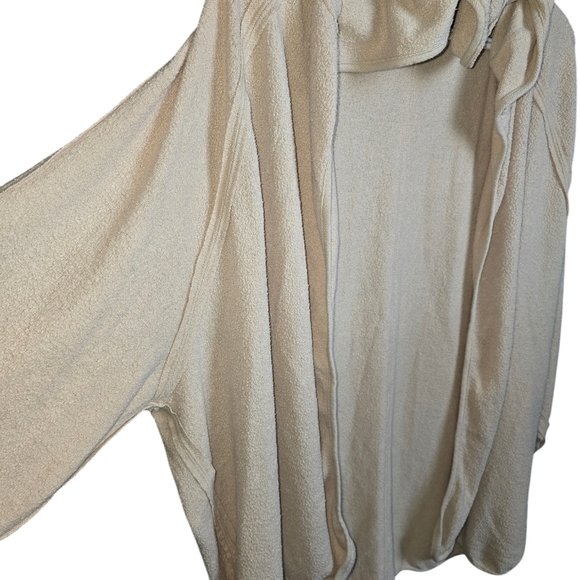Oversized Hooded Cardigan Open Front XL CREAM Fleece - Picture 3 of 11